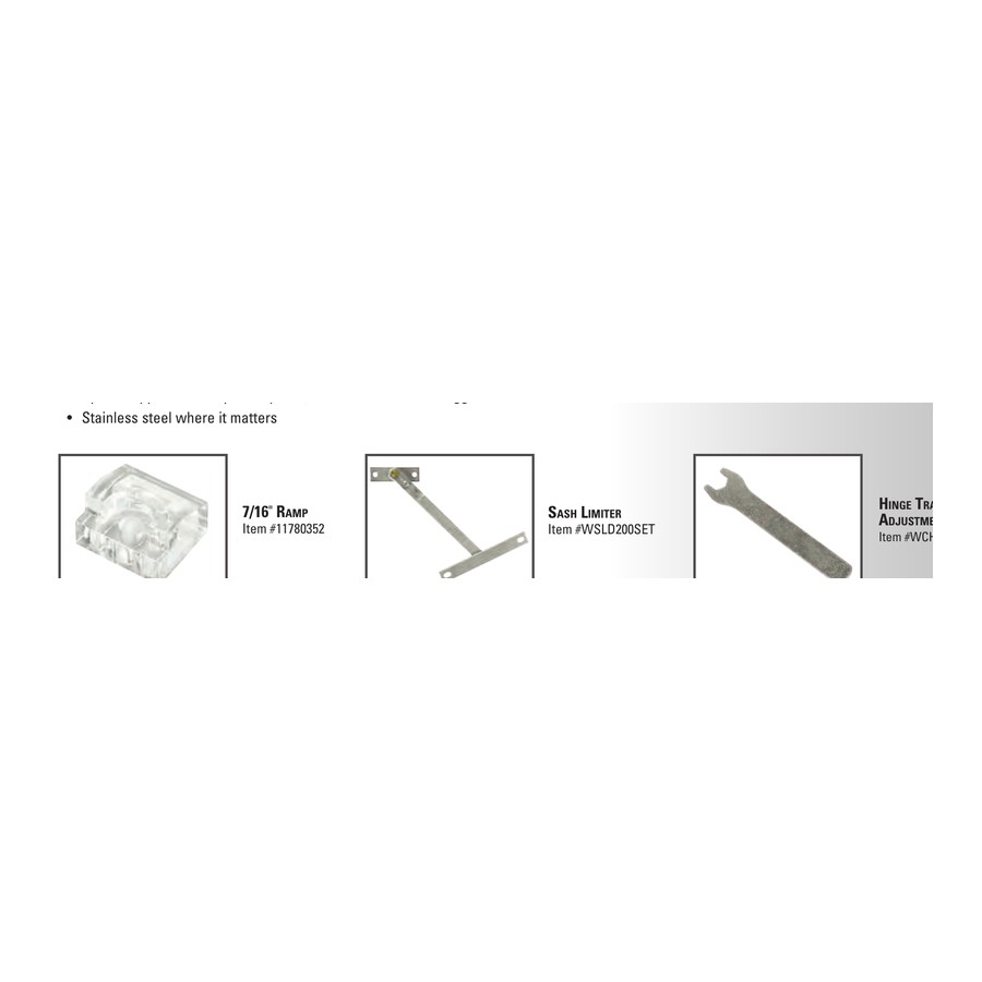 Optima 7/16 inch ramp, sash limiter, and hinge track adjustment wrench