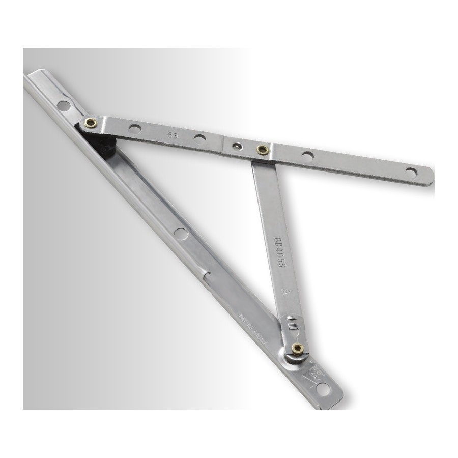 Optima concealed casement hinge arm and adjustable track in stainless steel