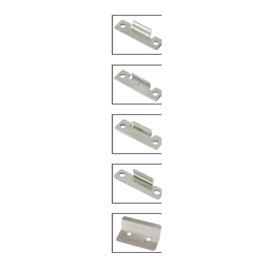 Five Optima concealed casement snubbers in stainless steel