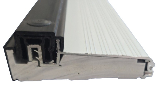 Can-Am V2 inswing sill in clear anodized aluminum with a black PVC crown