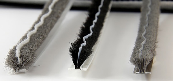 Ultra Soft Fin weatherseals with non-woven fins in grey and black