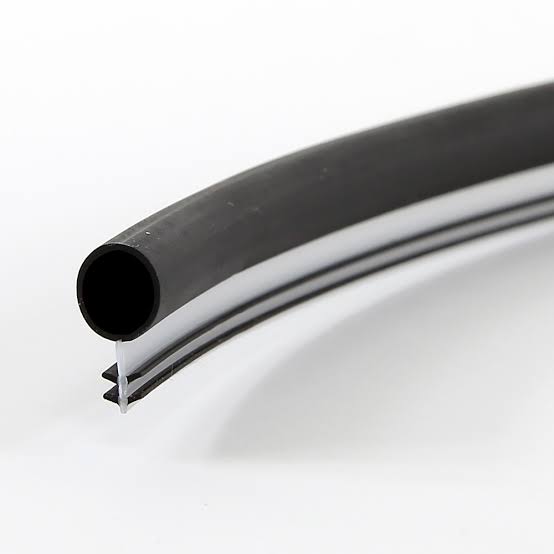 Black and white bulb-fin window weatherstripping profile